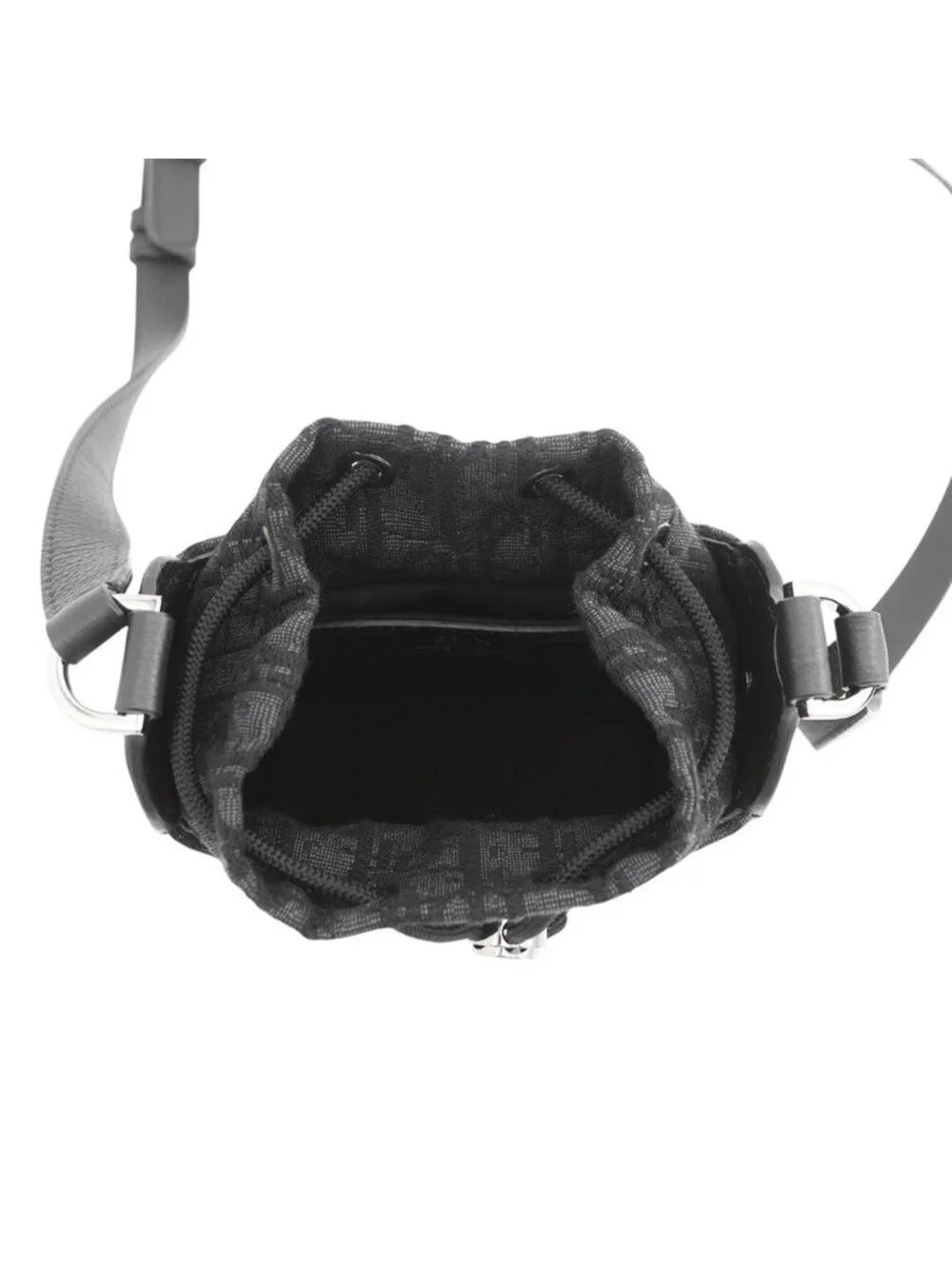Dior Shoulder Bag Oblique Bucket Canvas Black